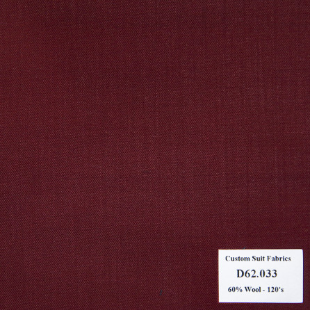  D62.033 Kevinlli V4 - Vải Suit 60% Wool - Đỏ sẫm Trơn